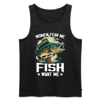 Women Fear Me Fish Want Me Funny Fishing - Débardeur bio Premium Homme - noir - Devant - Michal (187cm)