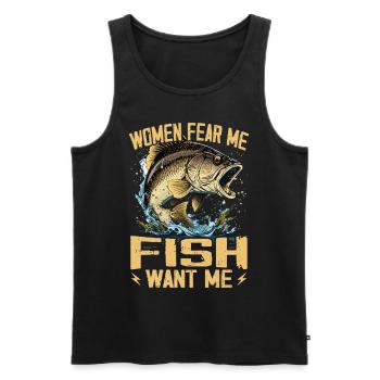Women Fear Me Fish Want Me Funny Fishing - Débardeur bio Premium Homme - noir - Devant - Michal (187cm)