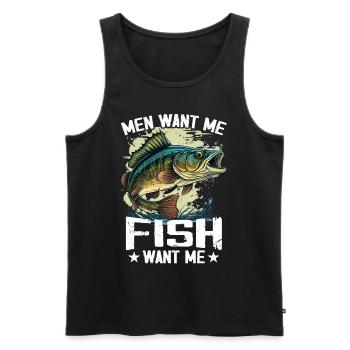 Men Want Me Fish Fear Me Tees Fishing - Men's Premium Organic Tank Top - black - Front - Michal (187cm)