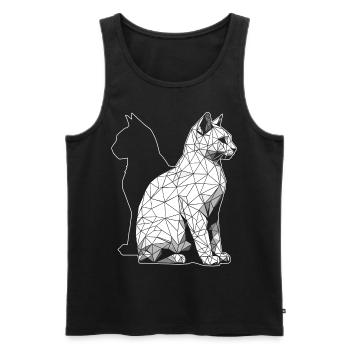 Abstrakte geometrische polygonale Katze - Männer Premium Bio Tank Top - Schwarz - Vorne - AI Model Male 178 light (178cm)
