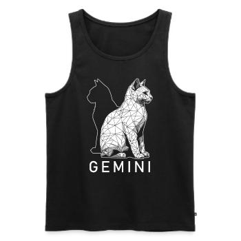Chat Gémeaux - Débardeur bio Premium Homme - noir - Devant - Michal (187cm)