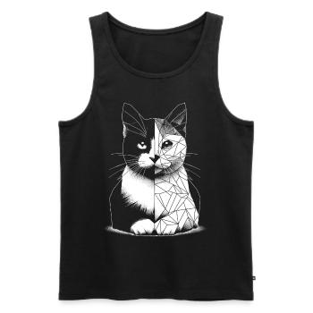 Geometrische polygonale Katze - Männer Premium Bio Tank Top - Schwarz - Vorne - AI Model Male 178 light (178cm)