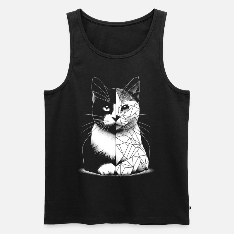 Geometrische polygonale Katze - Männer Premium Bio Tank Top - Schwarz