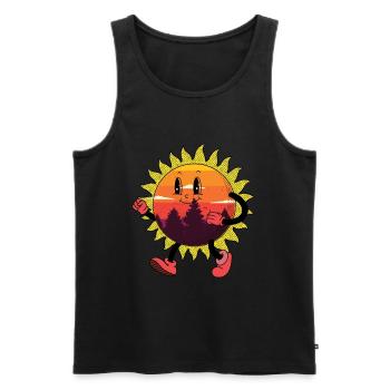 Retro Sonne Vintage Wanderung Natur 80er 90er - Männer Premium Bio Tank Top - Schwarz - Vorne - Michal (187cm)