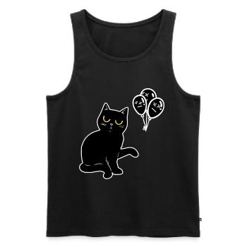 Schwarzer Kater Katze Halloween Luftballons - Männer Premium Bio Tank Top - Schwarz - Vorne - AI Model Male 178 light (178cm)