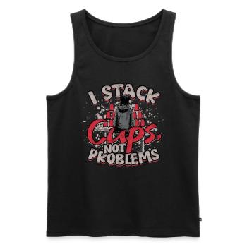 Sport Stacking I Stack Cups Not Problems - Männer Premium Bio Tank Top - Schwarz - Vorne - AI Model Male 178 light (178cm)