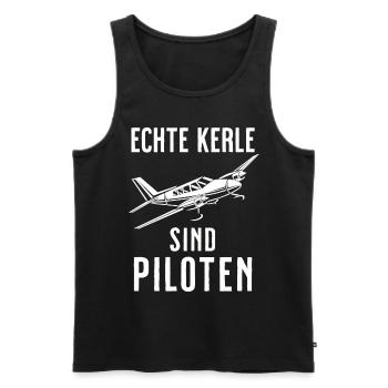 Airplane Tshirt Men's Helicopter Pilot Airplane - Men's Premium Organic Tank Top - black - Front - AI Model Male 178 light (178cm)