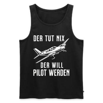 Airplane Tshirt Men's Helicopter Pilot Airplane - Men's Premium Organic Tank Top - black - Front - AI Model Male 178 light (178cm)