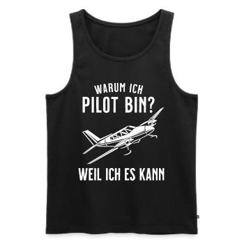 Airplane Tshirt Men's Helicopter Pilot Airplane - Men's Premium Organic Tank Top - black - Front - AI Model Male 178 light (178cm)
