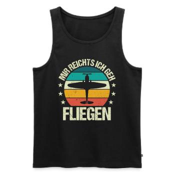 Airplane Tshirt Men's Helicopter Pilot Airplane - Men's Premium Organic Tank Top - black - Front - AI Model Male 178 light (178cm)