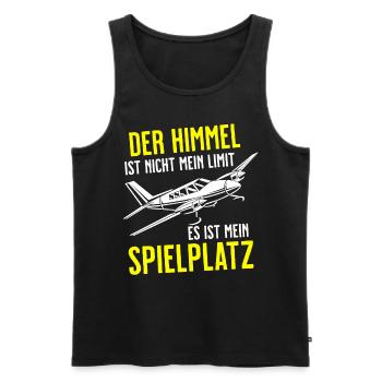 Airplane Tshirt Men's Helicopter Pilot Airplane - Men's Premium Organic Tank Top - black - Front - AI Model Male 178 light (178cm)