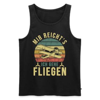 Airplane Tshirt Men's Helicopter Pilot Airplane - Men's Premium Organic Tank Top - black - Front - AI Model Male 178 light (178cm)