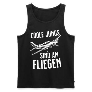 Flugzeug Tshirt Herren Helikopter Pilot Flieger - Männer Premium Bio Tank Top - Schwarz - Vorne - AI Model Male 178 light (178cm)