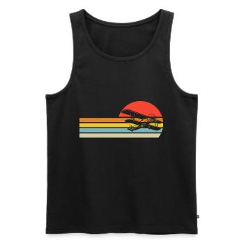 Airplane Tshirt Men's Helicopter Pilot Airplane - Men's Premium Organic Tank Top - black - Front - AI Model Male 178 light (178cm)