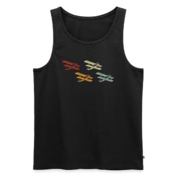 Airplane Tshirt Men's Helicopter Pilot Airplane - Men's Premium Organic Tank Top - black - Front - AI Model Male 178 light (178cm)