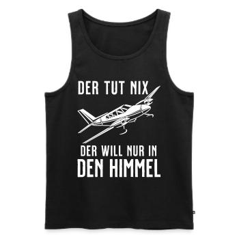 Airplane Tshirt Men's Helicopter Pilot Airplane - Men's Premium Organic Tank Top - black - Front - AI Model Male 178 light (178cm)