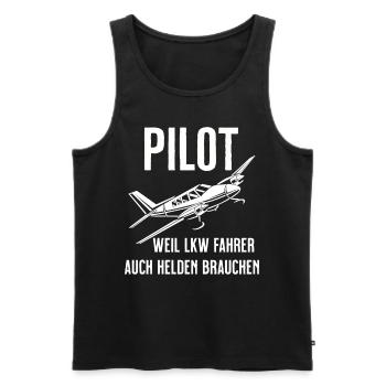 Airplane Tshirt Men's Helicopter Pilot Airplane - Men's Premium Organic Tank Top - black - Front - AI Model Male 178 light (178cm)