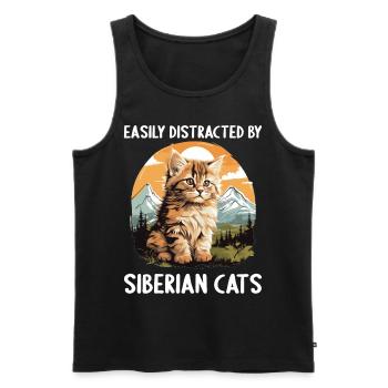 Chat Sibérien Sibirische Katze - Débardeur bio Premium Homme - noir - Devant - Michal (187cm)