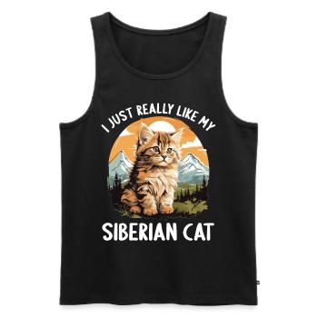 Chat Sibérien Sibirische Katze - Débardeur bio Premium Homme - noir - Devant - Michal (187cm)