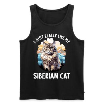 Siberian Cat Sibirische Katze - Männer Premium Bio Tank Top - Schwarz - Vorne - Michal (187cm)