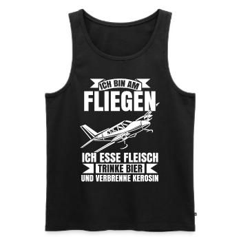 Airplane Tshirt Men's Helicopter Pilot Airplane - Men's Premium Organic Tank Top - black - Front - AI Model Male 178 light (178cm)