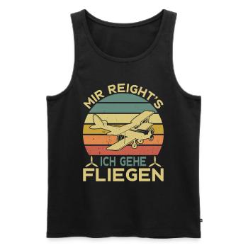 Airplane Tshirt Men's Helicopter Pilot Airplane - Men's Premium Organic Tank Top - black - Front - AI Model Male 178 light (178cm)