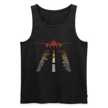 Airplane Tshirt Men's Helicopter Pilot Airplane - Men's Premium Organic Tank Top - black - Front - AI Model Male 178 light (178cm)
