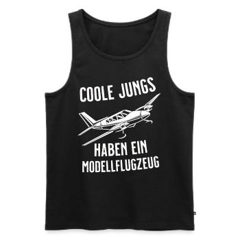 Airplane Tshirt Men's Helicopter Pilot Airplane - Men's Premium Organic Tank Top - black - Front - AI Model Male 178 light (178cm)