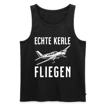 Airplane Tshirt Men's Helicopter Pilot Airplane - Men's Premium Organic Tank Top - black - Front - AI Model Male 178 light (178cm)
