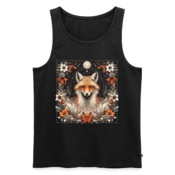 Cottagecore Fuchs mit Blumen - Männer Premium Bio Tank Top - Schwarz - Vorne - AI Model Male 178 light (178cm)
