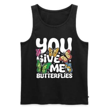 You Give Me Butterflies - Männer Premium Bio Tank Top - Schwarz - Vorne - Michal (187cm)