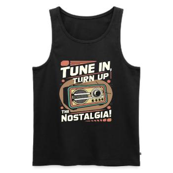 Tune In, Turn Up the Nostalgia with Vintage Radio - Männer Premium Bio Tank Top - Schwarz - Vorne - AI Model Male 178 light (178cm)