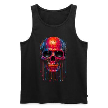Bunte Totenköpfe für alle Kunstliebhaber - Männer Premium Bio Tank Top - Schwarz - Vorne - Michal (187cm)
