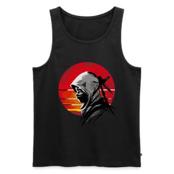 Mysteriöser Ninja-Krieger roten Sonnenuntergang - Männer Premium Bio Tank Top - Schwarz - Vorne - AI Model Male 178 light (178cm)