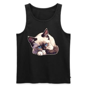 Chaton raquette Chat raquette - Débardeur bio Premium Homme - noir - Devant - Michal (187cm)