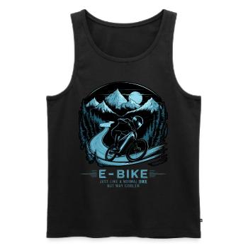 E-Bike Saying Ebiker Cyclist Mountains Nature - Men's Premium Organic Tank Top - black - Front - Michal (187cm)