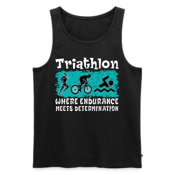 Triathlon. Perseverance, Determination, Sport, Nice - Men's Premium Organic Tank Top - black - Front - AI Model Male 178 light (178cm)