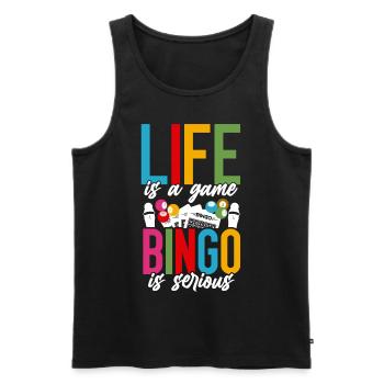 La vie d’un joueur de bingo est un jeu de bingo - Débardeur bio Premium Homme - noir - Devant - Michal (187cm)
