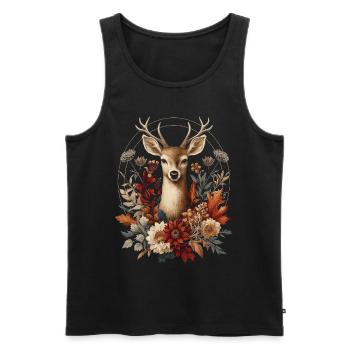 Cottagecore Deer With Flowers - Men's Premium Organic Tank Top - black - Front - Michal (187cm)
