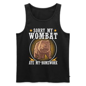 Wombat hat meine Hausaufgaben Beuteltier - Männer Premium Bio Tank Top - Schwarz - Vorne - AI Model Male 178 light (178cm)