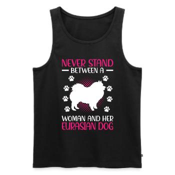 Frau und ihr Eurasier Eurasian Spitz - Männer Premium Bio Tank Top - Schwarz - Vorne - AI Model Male 178 light (178cm)