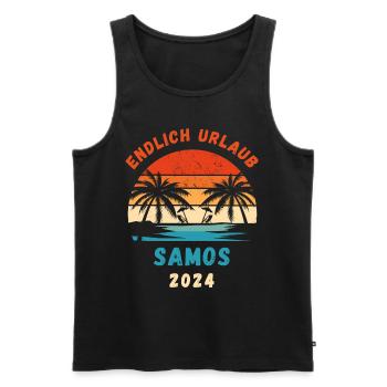 Samos Urlaub 2024 Griechenland Insel Idee - Männer Premium Bio Tank Top - Schwarz - Vorne - AI Model Male 178 light (178cm)