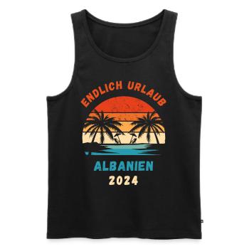 Albanien Urlaub 2024 Balkan Idee - Männer Premium Bio Tank Top - Schwarz - Vorne - AI Model Male 178 light (178cm)