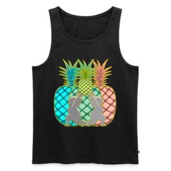 Ananas Katzen Obst Früchte Yogi Yoga Retro 80er - Männer Premium Bio Tank Top - Schwarz - Vorne - AI Model Male 178 light (178cm)
