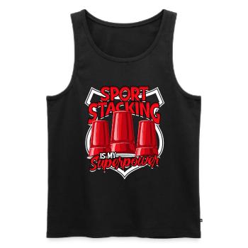 Sport Stacking Is My Superpower - Männer Premium Bio Tank Top - Schwarz - Vorne - AI Model Male 178 light (178cm)