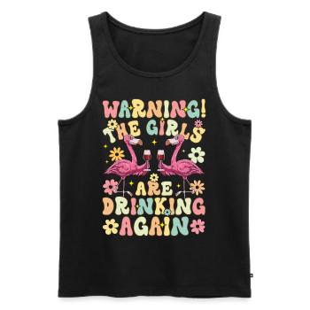 Groovy Flamingo Party The Girls Are Drinking Again - Men's Premium Organic Tank Top - black - Front - Michal (187cm)