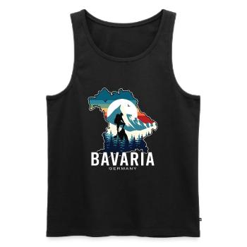 Bavaria Retro Sunrise Landscape - Men's Premium Organic Tank Top - black - Front - AI Model Male 178 light (178cm)