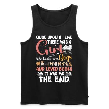 Ein Mädchen, das Hunde und Bücher liebte - Männer Premium Bio Tank Top - Schwarz - Vorne - AI Model Male 178 light (178cm)