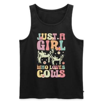 Just A Girl Who Loves Cows Groovy Cow Girl Cattle - Männer Premium Bio Tank Top - Schwarz - Vorne - Michal (187cm)