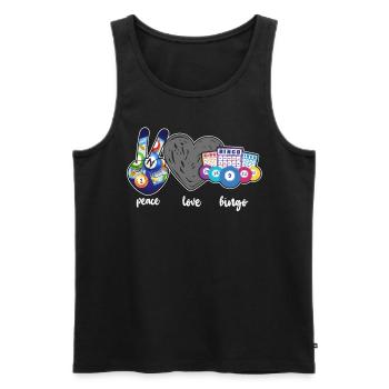 Joueur de bingo Peace Love Bingo - Débardeur bio Premium Homme - noir - Devant - Michal (187cm)